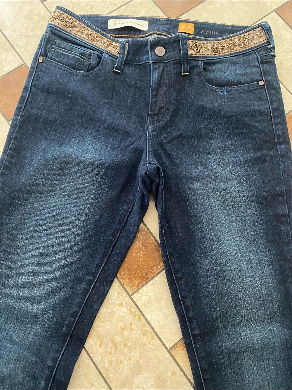 Pilcro and the Letterpress Dark Indigo Skinny Jeans